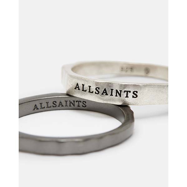 Allsaints Australia Mens Josh Two Tone Sterling Silver Rings Dark Silver AU68-184